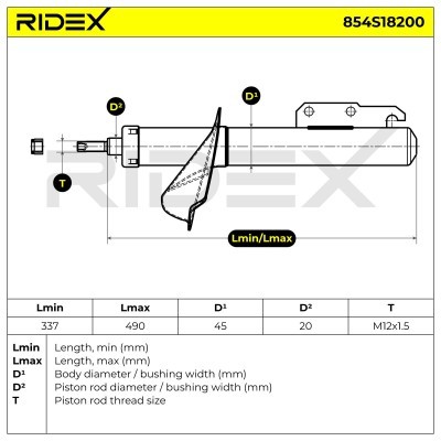Stoßdämpfer RIDEX 854S18200 854S18200 - foto 8