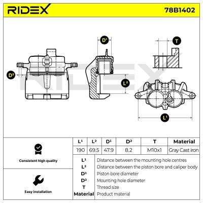 Bremssattel RIDEX 78B1402 78B1402 - foto 6