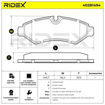 Bremsbeläge Satz RIDEX 402B1494 402B1494 - foto 7