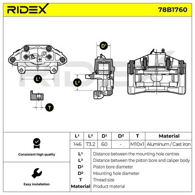 Bremssattel RIDEX 78B1760 78B1760 - foto 6