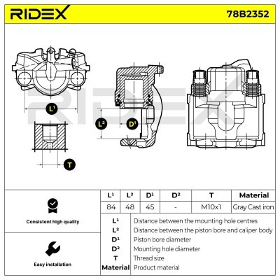 Bremssattel RIDEX 78B2352 78B2352 - foto 2