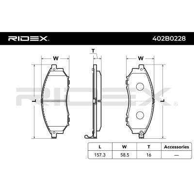 Bremsbeläge Satz RIDEX 402B0228 402B0228 - foto 3