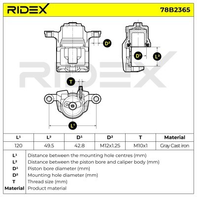 Bremssattel RIDEX 78B2365 78B2365 - foto 7