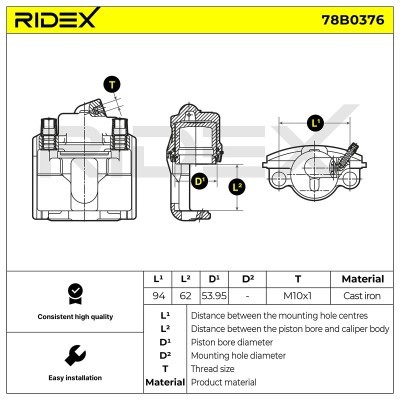 Bremssattel RIDEX 78B0376 78B0376 - foto 4