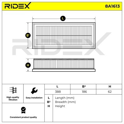 Luftfilter RIDEX 8A1613 8A1613 - foto 6