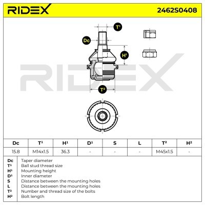 Traggelenk RIDEX 2462S0408 2462S0408 - foto 6
