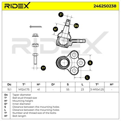 Traggelenk RIDEX 2462S0238 2462S0238 - foto 5