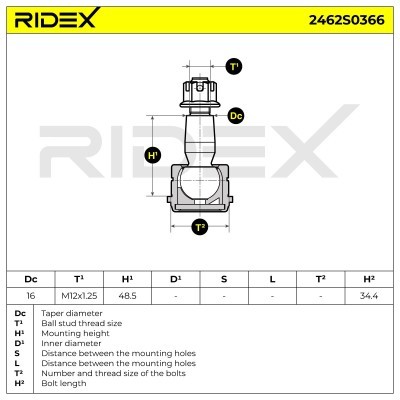 Traggelenk RIDEX 2462S0366 2462S0366 - foto 6