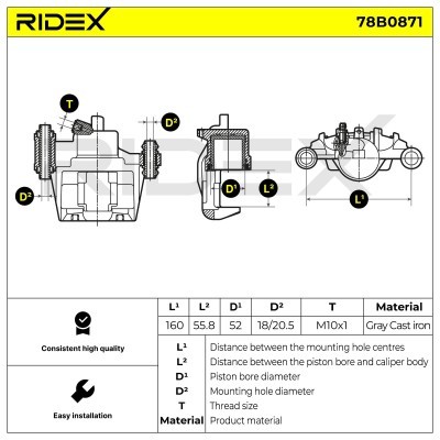 Bremssattel RIDEX 78B0871 78B0871 - foto 5