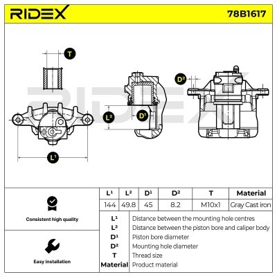 Bremssattel RIDEX 78B1617 78B1617 - foto 5