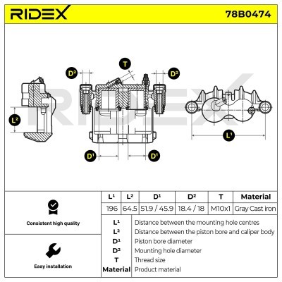 Bremssattel RIDEX 78B0474 78B0474 - foto 6