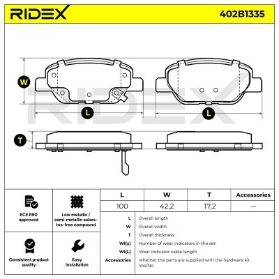Bremsbeläge Satz RIDEX 402B1335 402B1335 - foto 6