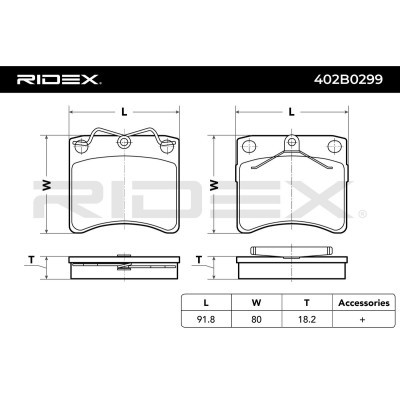 Bremsbeläge Satz RIDEX 402B0299 402B0299 - foto 3