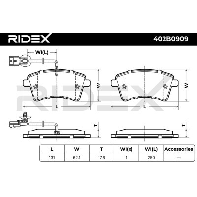 Bremsbeläge Satz RIDEX 402B0909 402B0909 - foto 4
