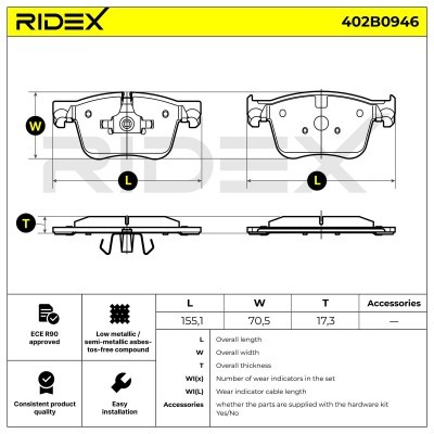 Bremsbeläge Satz RIDEX 402B0946 402B0946 - foto 7