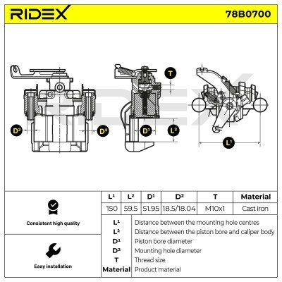 Bremssattel RIDEX 78B0700 78B0700 - foto 5