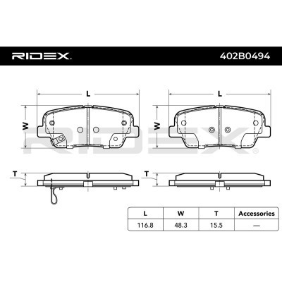Bremsbeläge Satz RIDEX 402B0494 402B0494 - foto 7