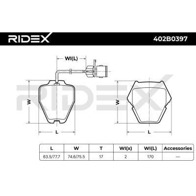 Bremsbeläge Satz RIDEX 402B0397 402B0397 - foto 8
