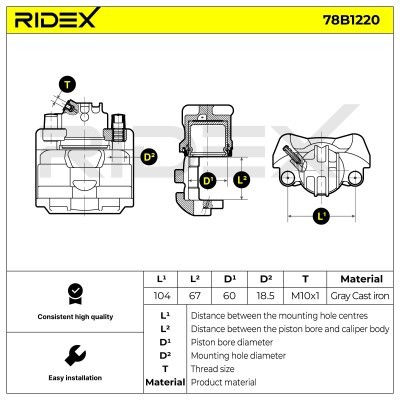 Bremssattel RIDEX 78B1220 78B1220 - foto 6