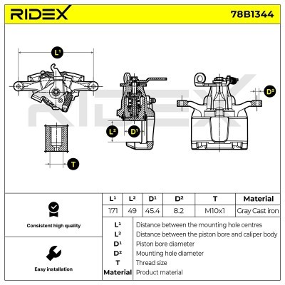Bremssattel RIDEX 78B1344 78B1344 - foto 6