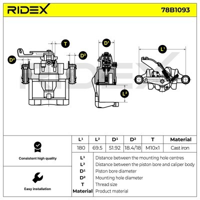 Bremssattel RIDEX 78B1093 78B1093 - foto 6