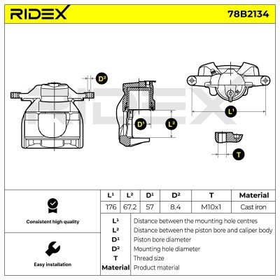 Bremssattel RIDEX 78B2134 78B2134 - foto 6