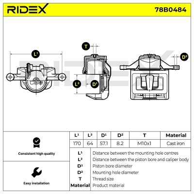 Bremssattel RIDEX 78B0484 78B0484 - foto 4