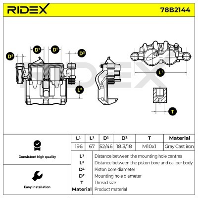 Bremssattel RIDEX 78B2144 78B2144 - foto 6