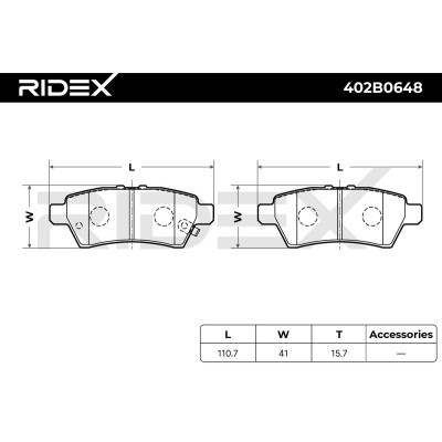 Bremsbeläge Satz RIDEX 402B0648 402B0648 - foto 6
