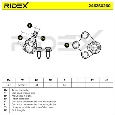 Traggelenk RIDEX 2462S0260 2462S0260 - foto 4