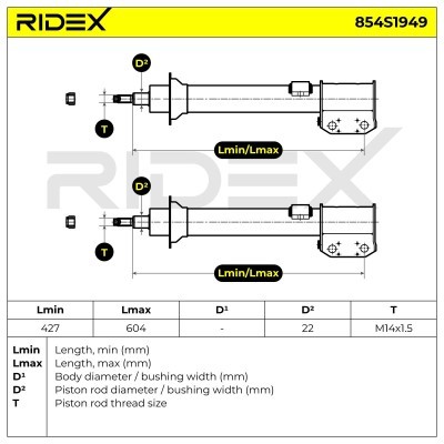 Stoßdämpfer RIDEX 854S1949 854S1949 - foto 7