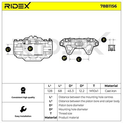 Bremssattel RIDEX 78B1156 78B1156 - foto 5