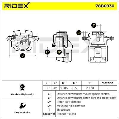 Bremssattel RIDEX 78B0930 78B0930 - foto 3