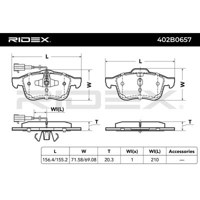 Bremsbeläge Satz RIDEX 402B0657 402B0657 - foto 9