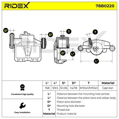 Bremssattel RIDEX 78B0220 78B0220 - foto 6