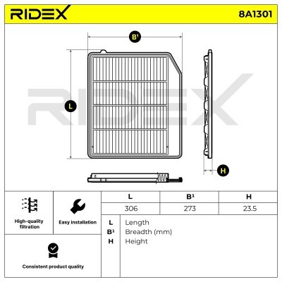 Luftfilter RIDEX 8A1301 8A1301 - foto 6