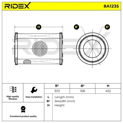 Luftfilter RIDEX 8A1235 8A1235 - foto 7