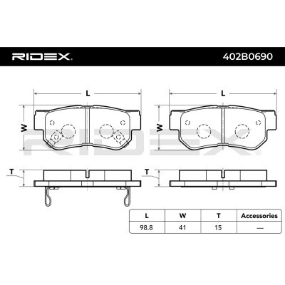 Bremsbeläge Satz RIDEX 402B0690 402B0690 - foto 3