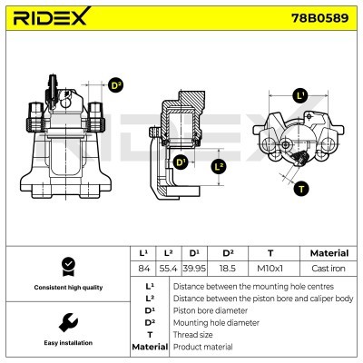 Bremssattel RIDEX 78B0589 78B0589 - foto 6