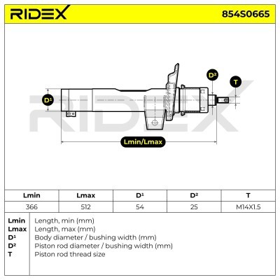 Stoßdämpfer RIDEX 854S0665 854S0665 - foto 8