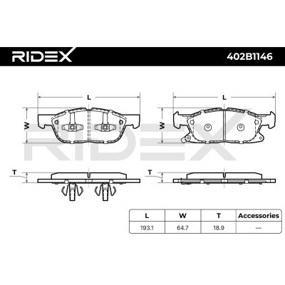 Bremsbeläge Satz RIDEX 402B1146 402B1146 - foto 6
