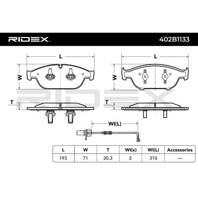 Bremsbeläge Satz RIDEX 402B1133 402B1133 - foto 6