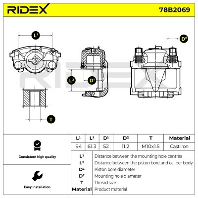 Bremssattel RIDEX 78B2069 78B2069 - foto 5