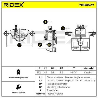 Bremssattel RIDEX 78B0527 78B0527 - foto 5
