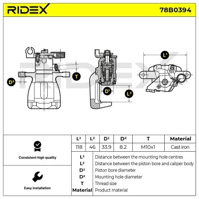 Bremssattel RIDEX 78B0394 78B0394 - foto 2