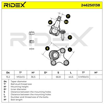 Traggelenk RIDEX 2462S0138 2462S0138 - foto 7