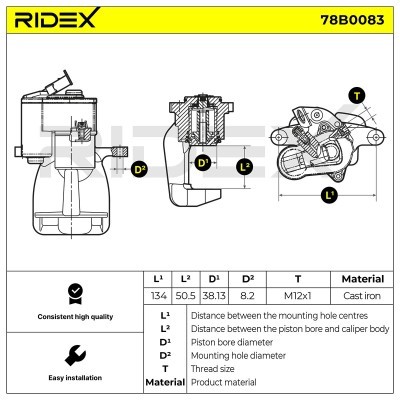 Bremssattel RIDEX 78B0083 78B0083 - foto 5