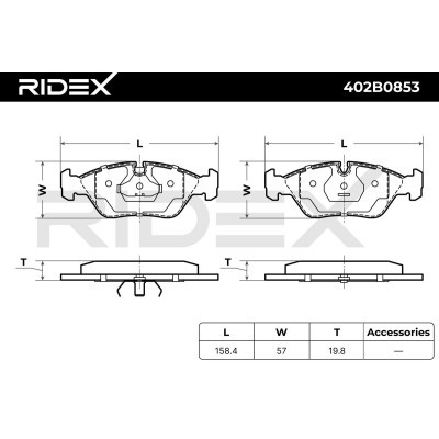 Bremsbeläge Satz RIDEX 402B0853 402B0853 - foto 7