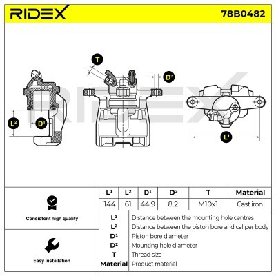 Bremssattel RIDEX 78B0482 78B0482 - foto 5
