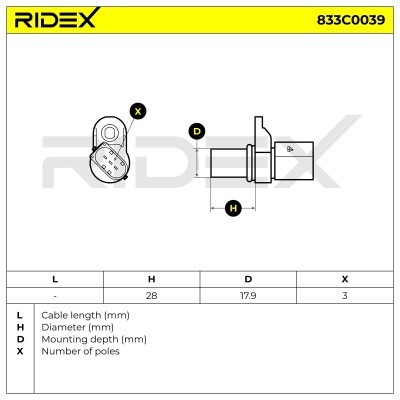 Impulsgeber, Kurbelwelle RIDEX 833C0039 833C0039 - foto 4